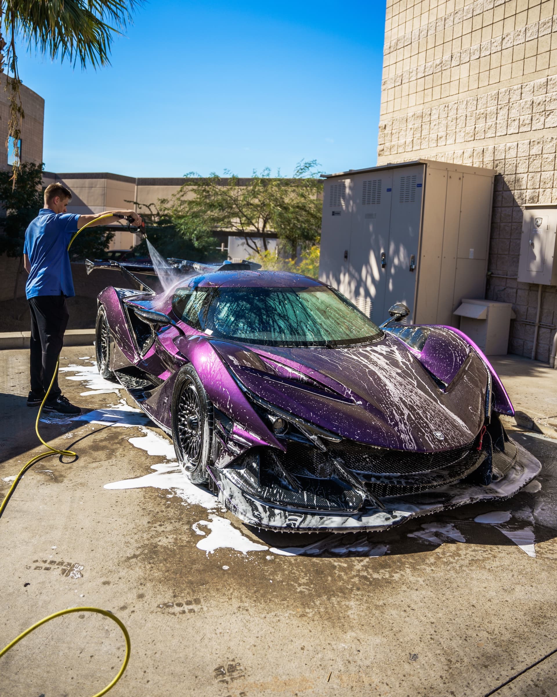 Apollo Intensa Emozione hypercar getting a hand wash from Spotless Detail at Young Motors